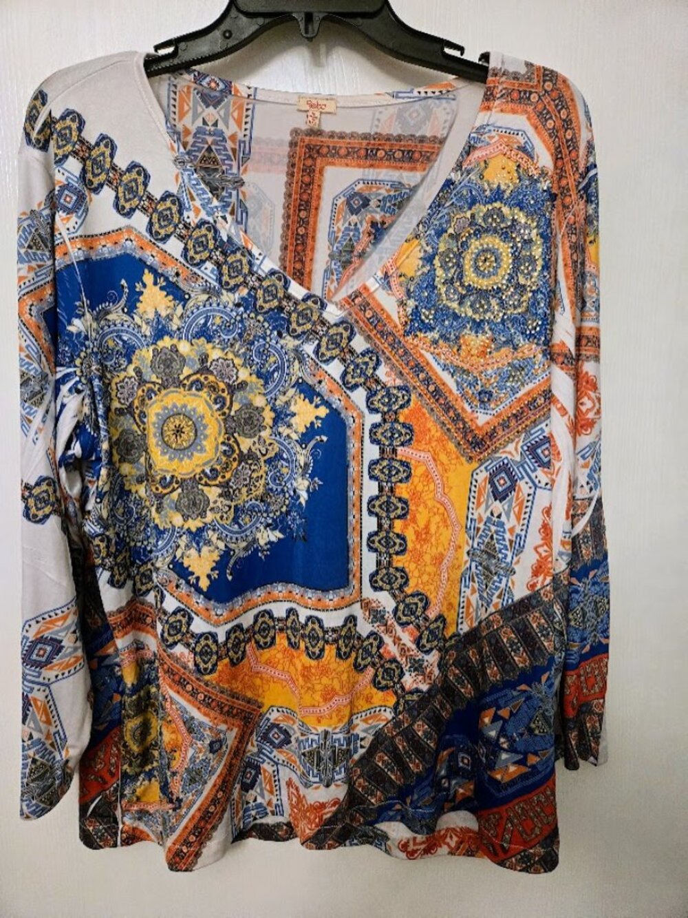 Reba patchwork embellished‎ tunic top NWOT Size XL